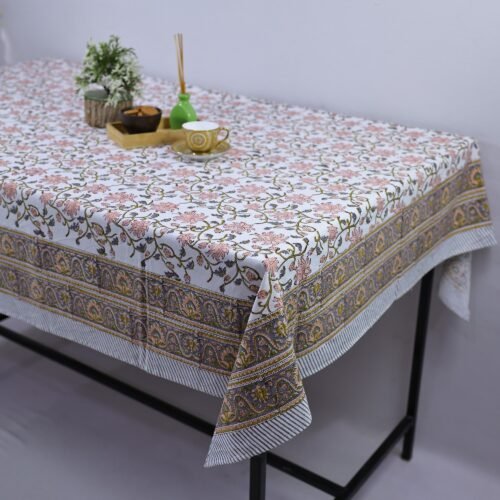 Garden Vibe Cotton Hand Block Print Table Cover