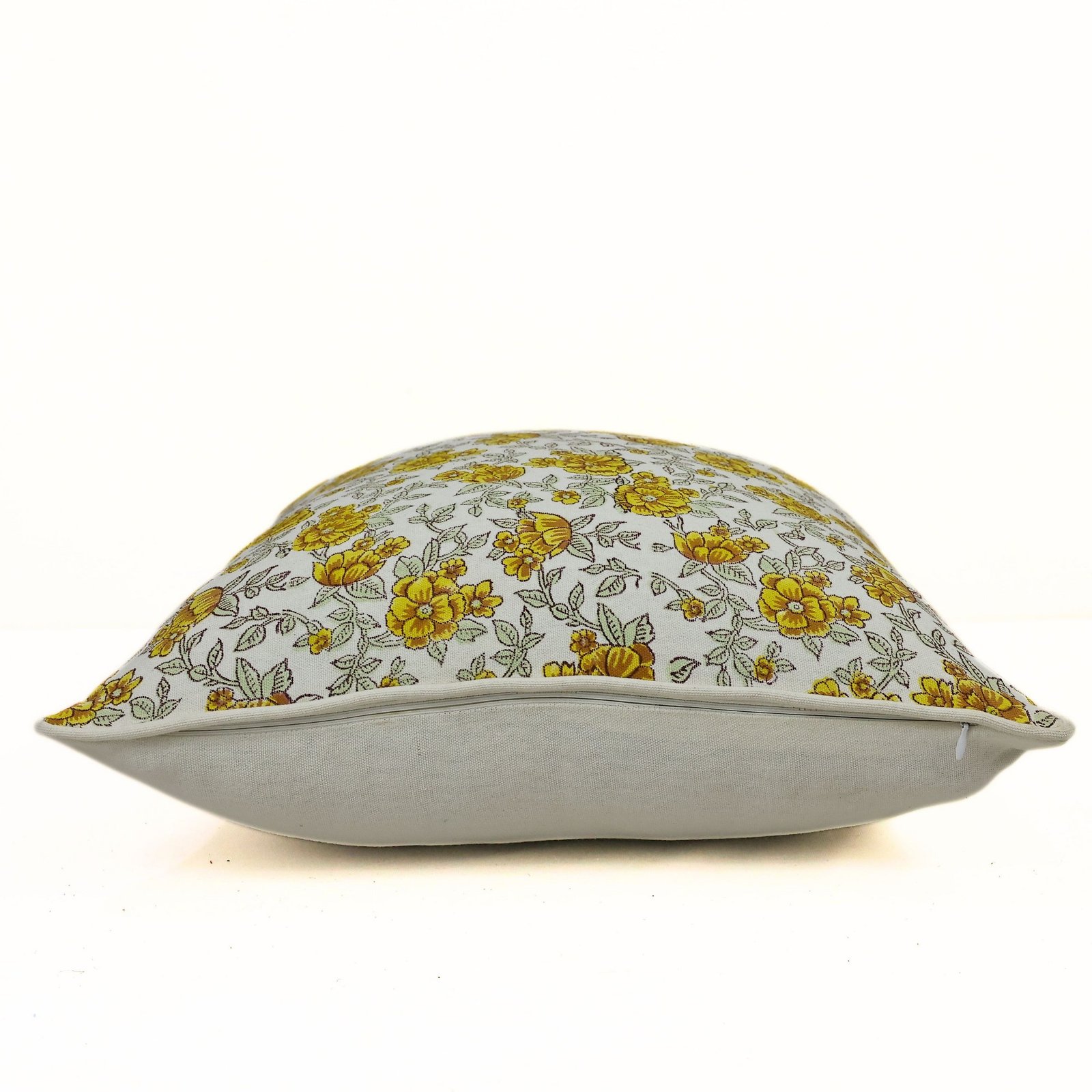 Golden Blossom Cotton Canvas Hand Block Printed Cushion Cover - Image 5
