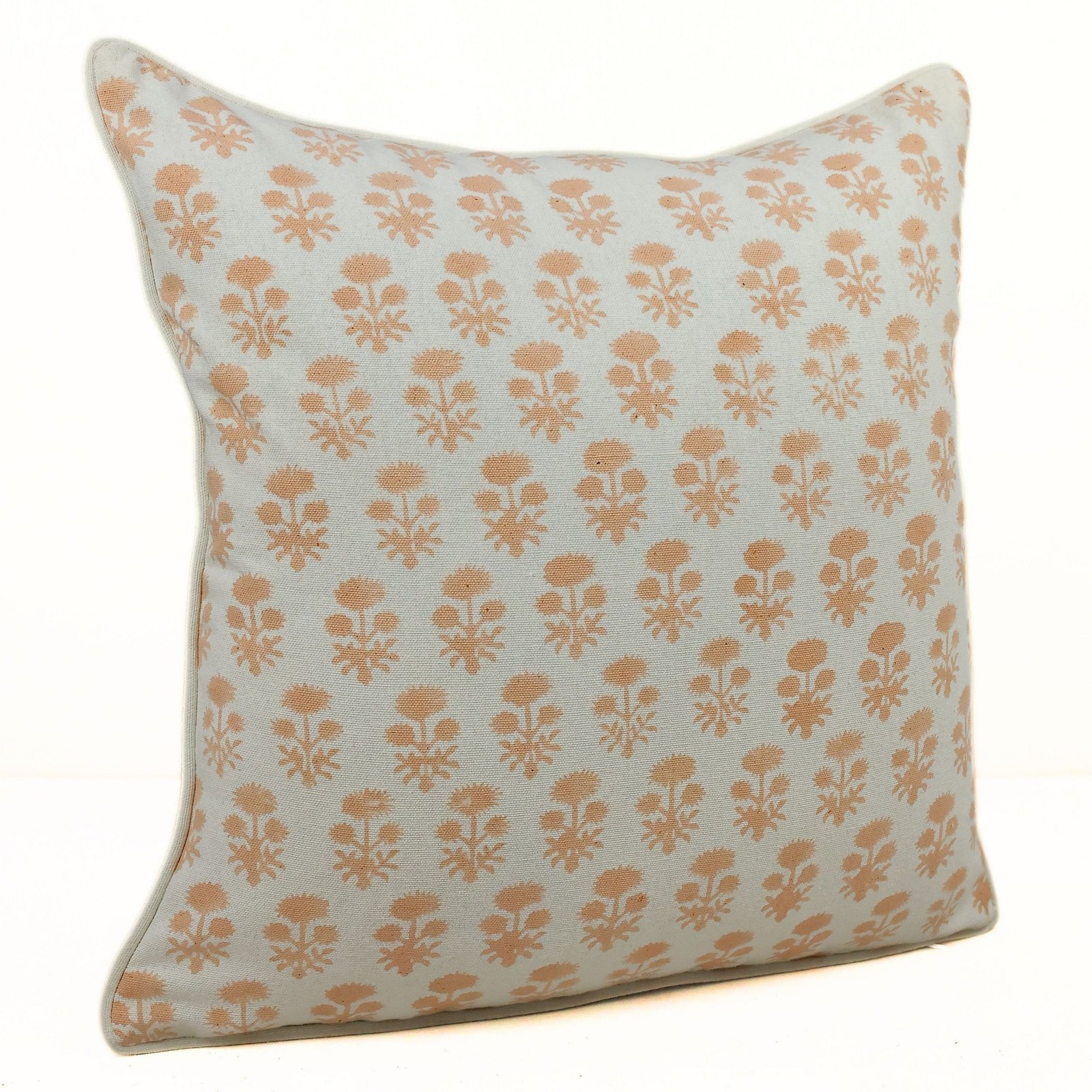 Soft Peach Hand Block Printed Cotton Canvas Hand Block Printed Cushion Cover - Image 4