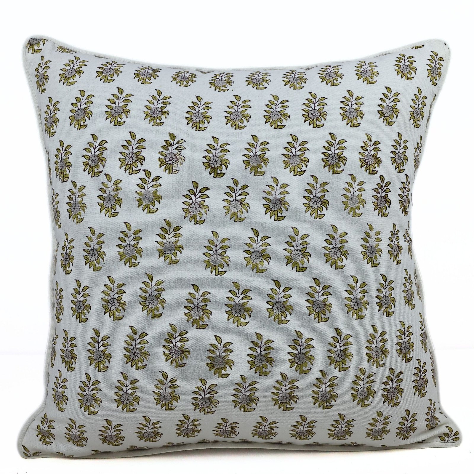 Phool Bagh Hand Block Printed Cotton Canvas Cushion Cover In Multicolor