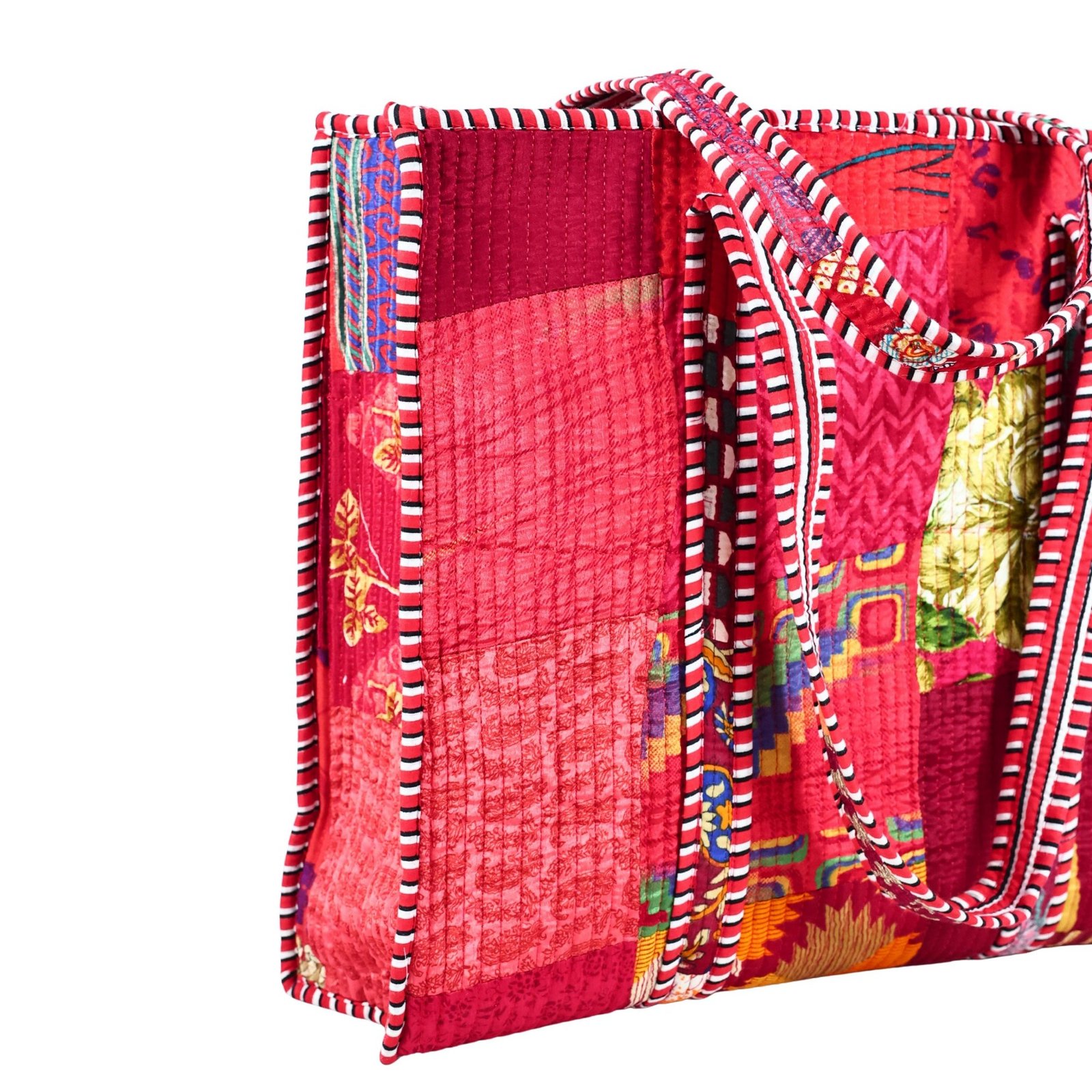 Patchwork Vibe Tote Screen Printed Cotton Tote Bag - Image 4