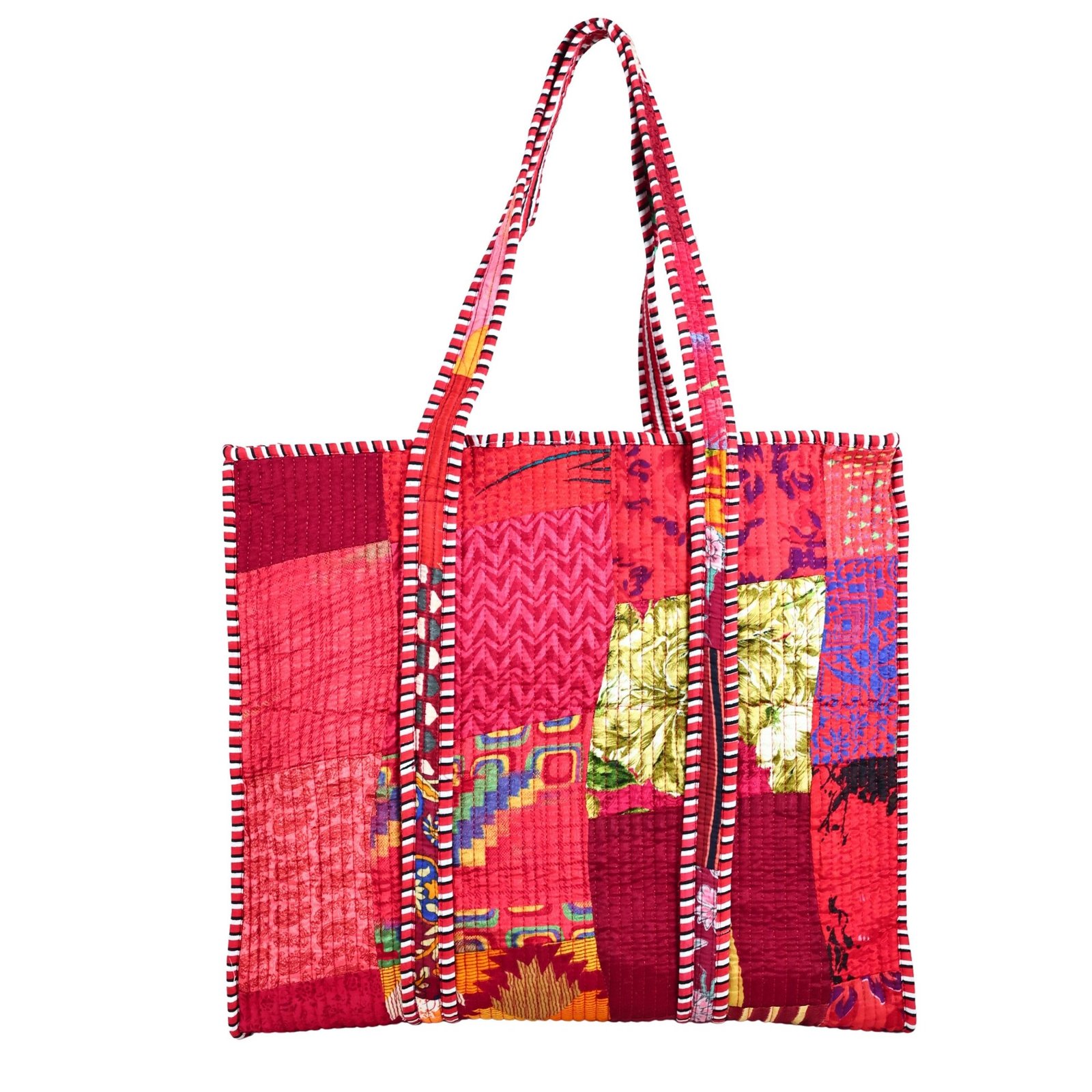 Patchwork Vibe Tote Screen Printed Cotton Tote Bag - Image 5