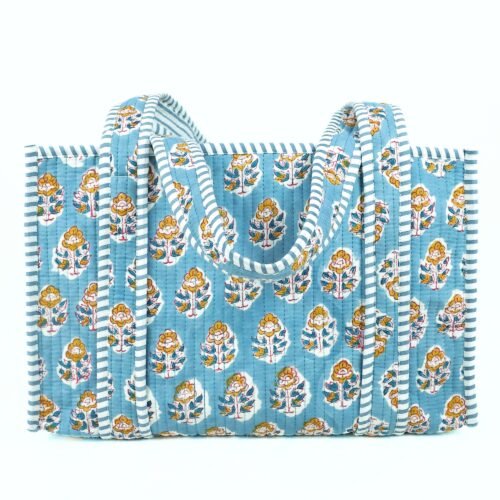 Garden Vibe Tote Block Printed Floral Tote Bag