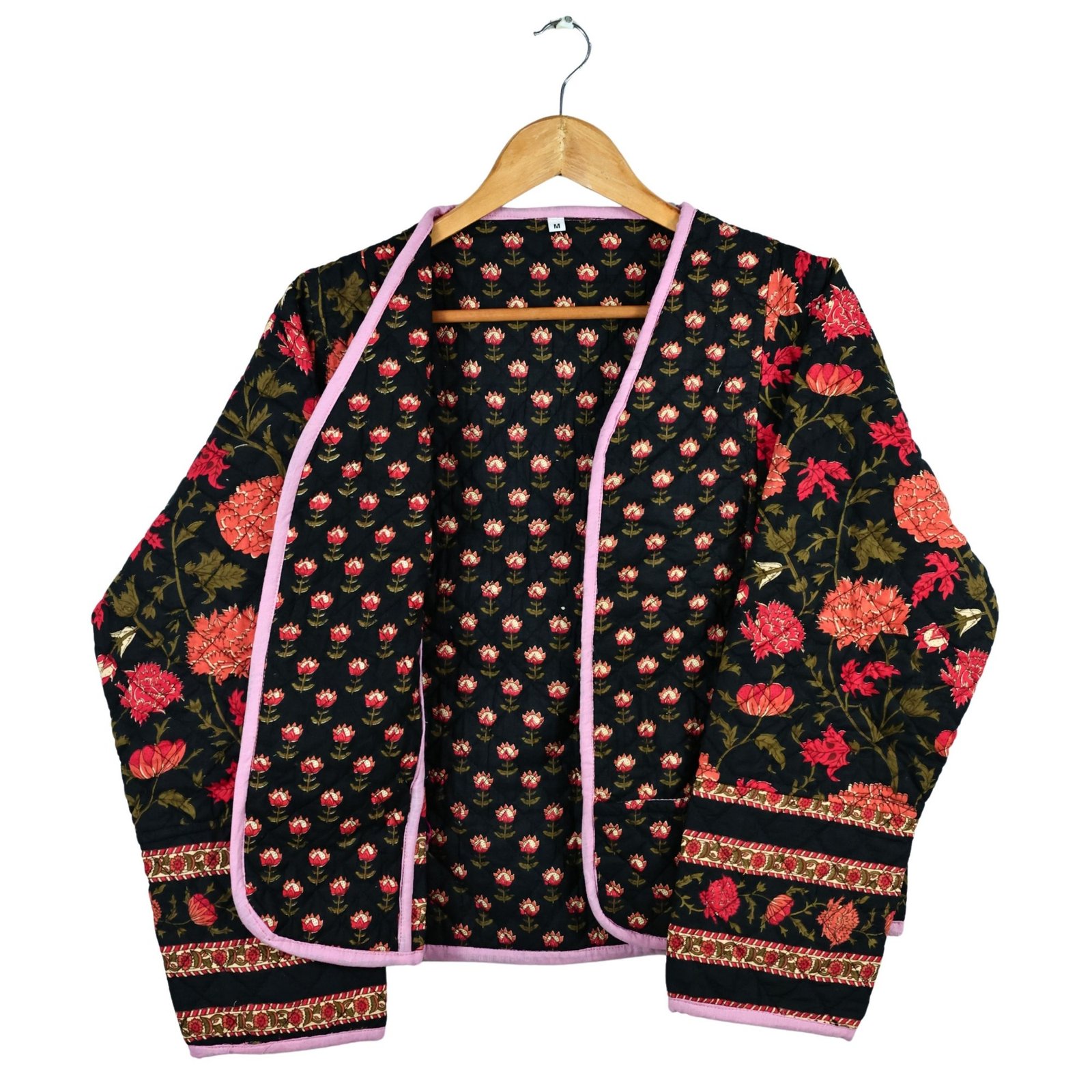 The Divine Patchwork Style Cotton Quilted Jacket In Blue & Multicolor - Image 4