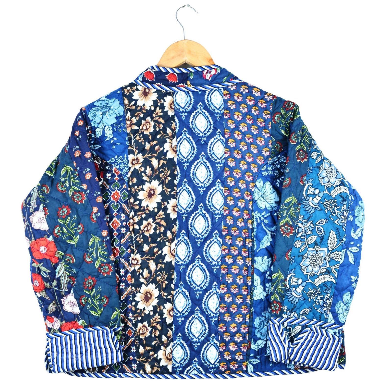 Simple & Premium Patchwork Style Cotton Quilted Jacket In Blue & Multicolor - Image 3
