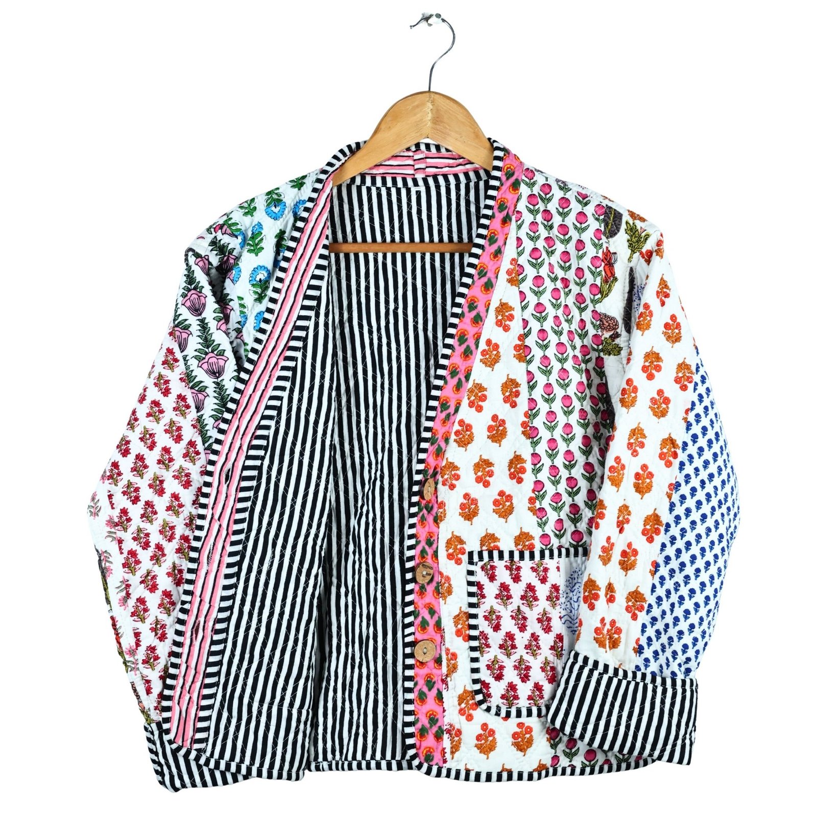 Sophisticated Patchwork Style Cotton Quilted Jacket In Multicolor - Image 4