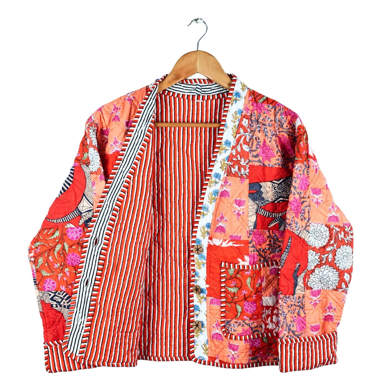 beautiful without being too fancy Patchwork Style Cotton Quilted Jacket - Image 4