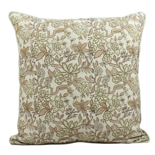 Gulnaar Garden Block Printed Cotton Canvas Cushion Cover