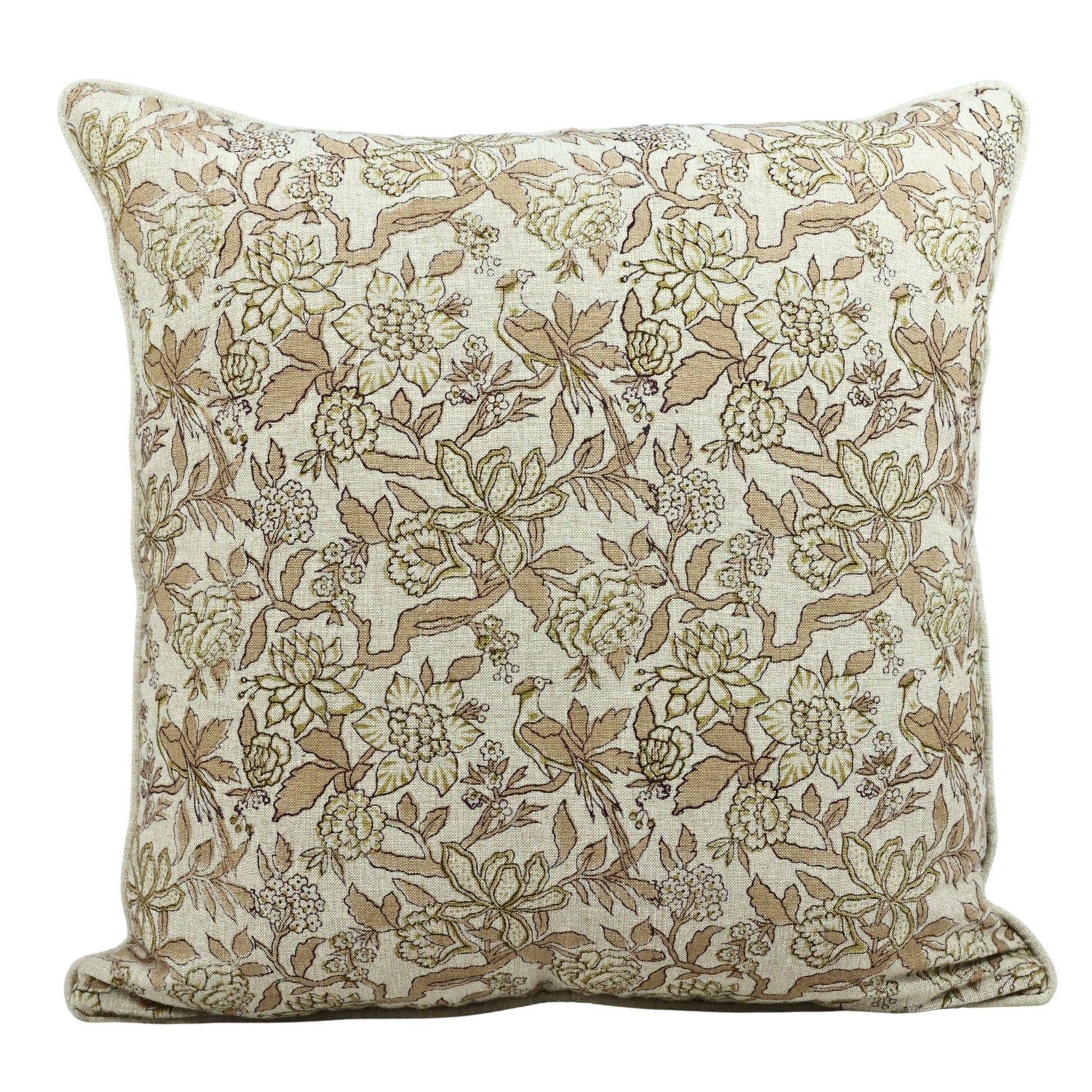 Gulnaar Garden Block Printed Cotton Canvas Cushion Cover