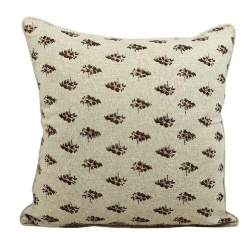 Royal Bloom Floral Block Printed Cotton Canvas Cushion Cover