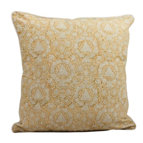 Elegant Floral Block Printed Cotton Canvas Cushion Cover