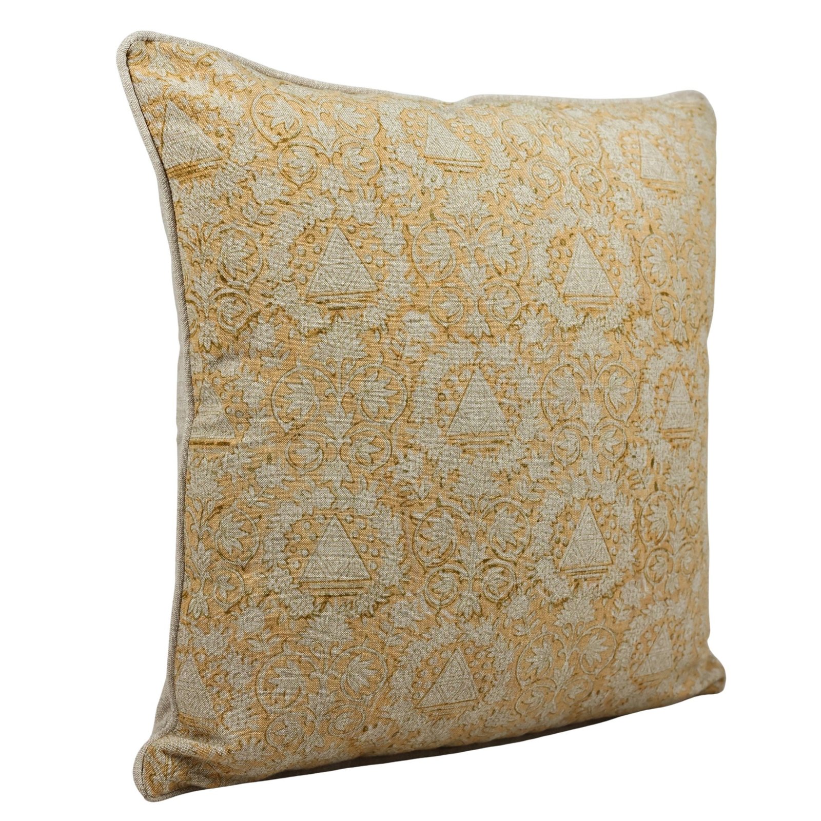Elegant Floral Block Printed Cotton Canvas Cushion Cover - Image 3