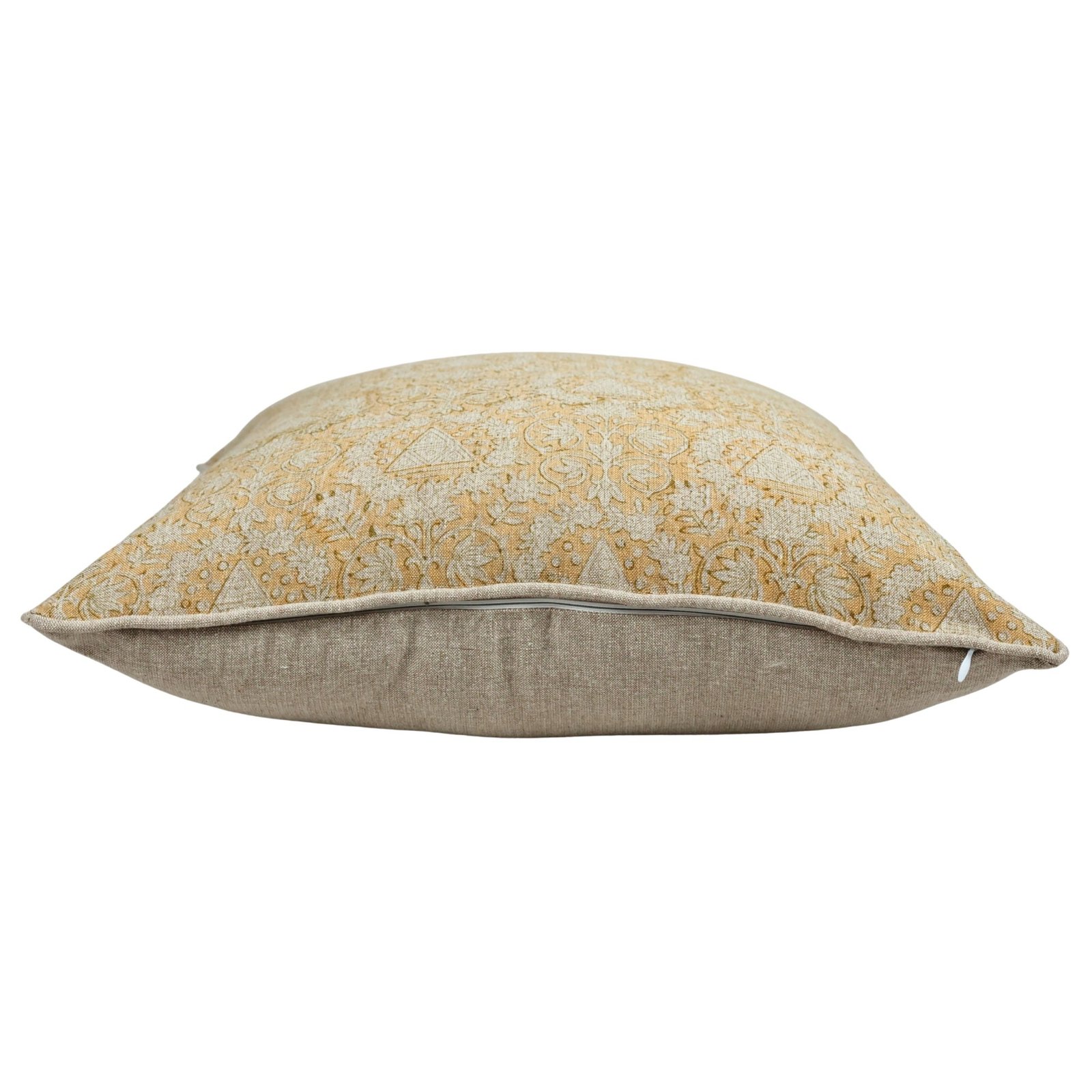 Elegant Floral Block Printed Cotton Canvas Cushion Cover - Image 4