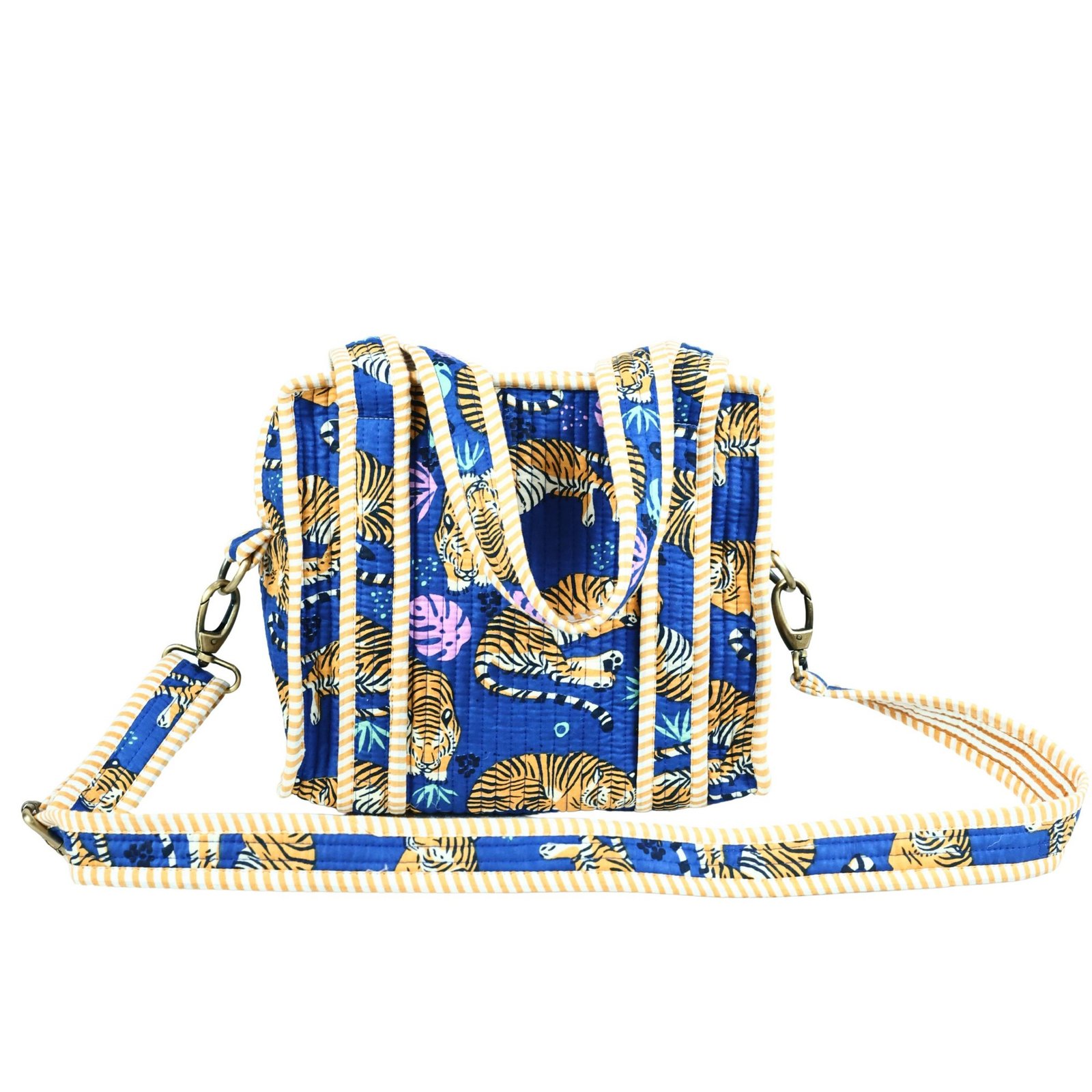 Animal Hand Print Cotton Quilted Mini Sling Tote Bag - Image 2