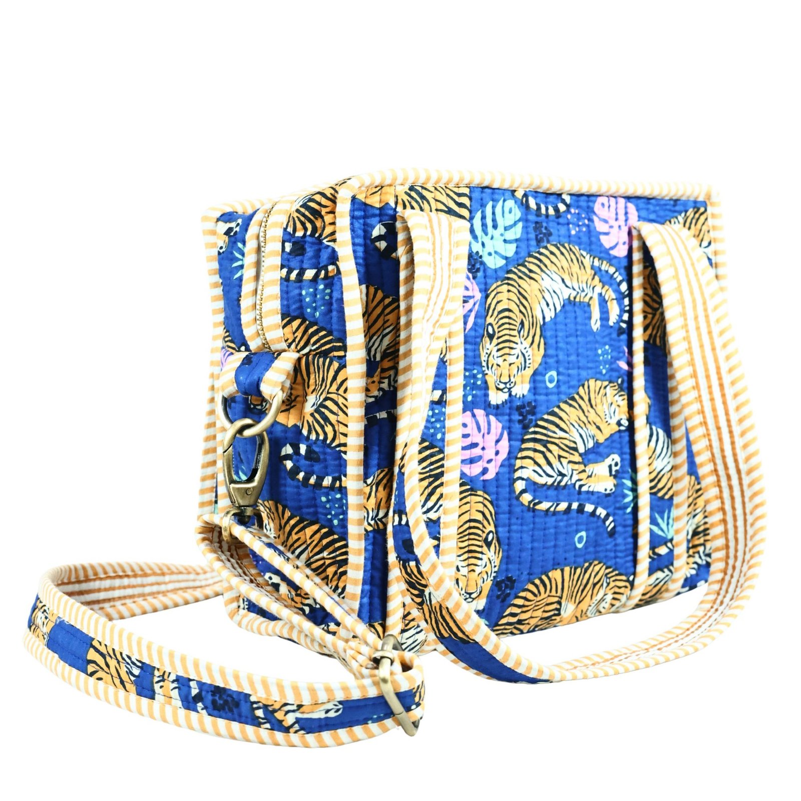 Animal Hand Print Cotton Quilted Mini Sling Tote Bag - Image 3