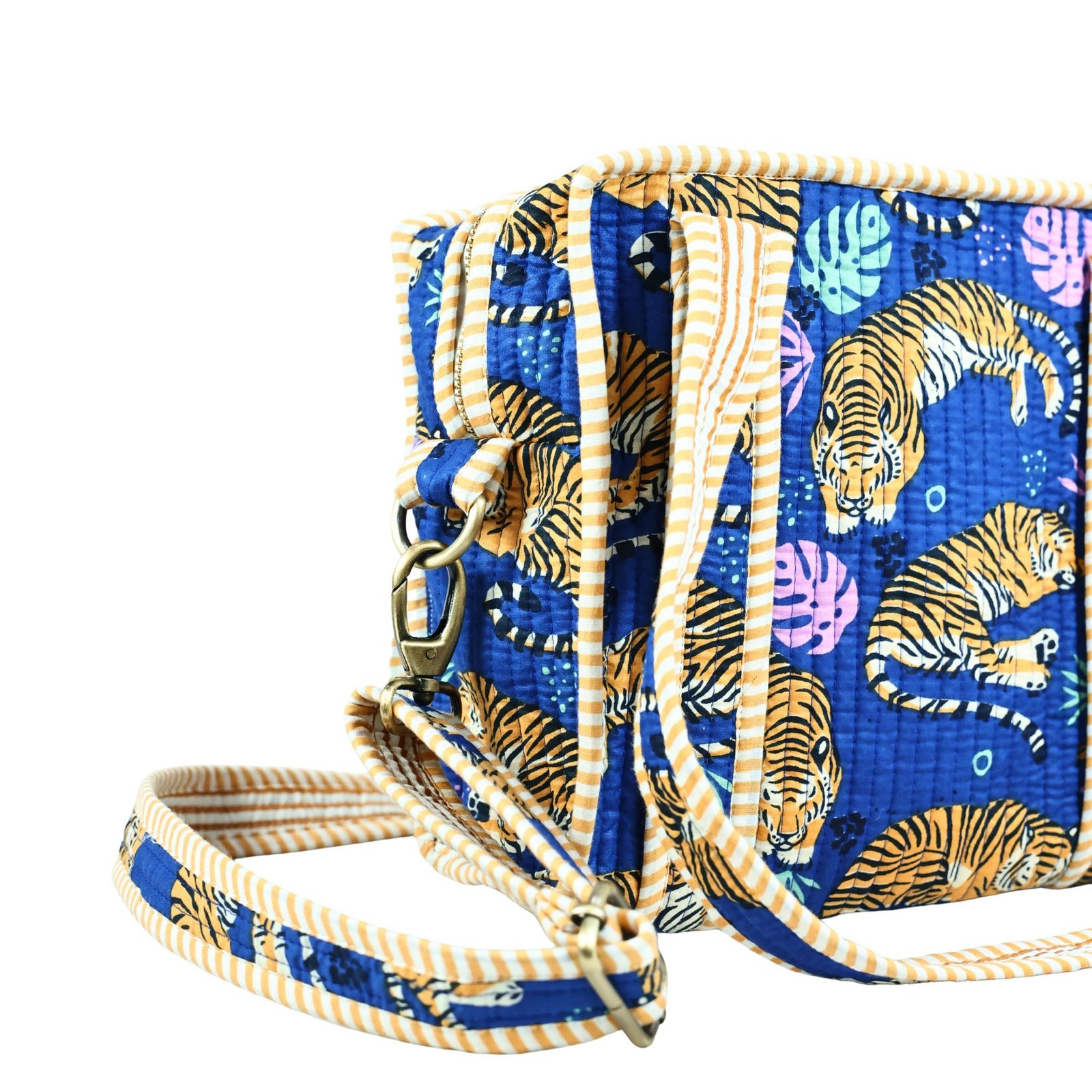 Animal Hand Print Cotton Quilted Mini Sling Tote Bag - Image 4