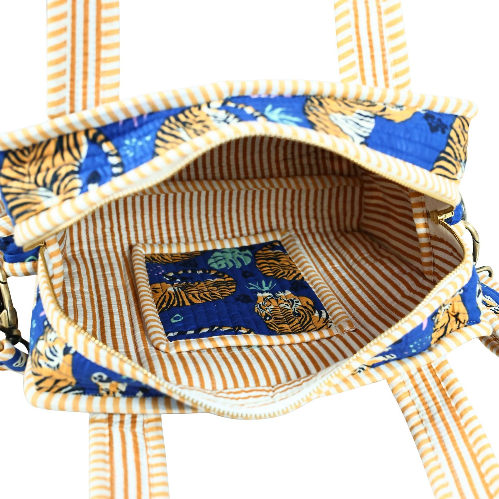Animal Hand Print Cotton Quilted Mini Sling Tote Bag - Image 6