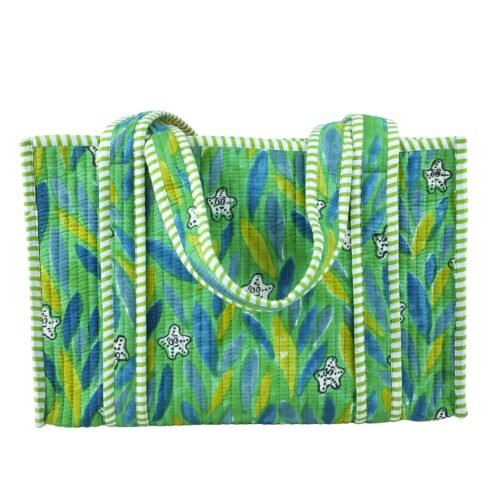 Evergreen Cotton Block Printed Tote Bag