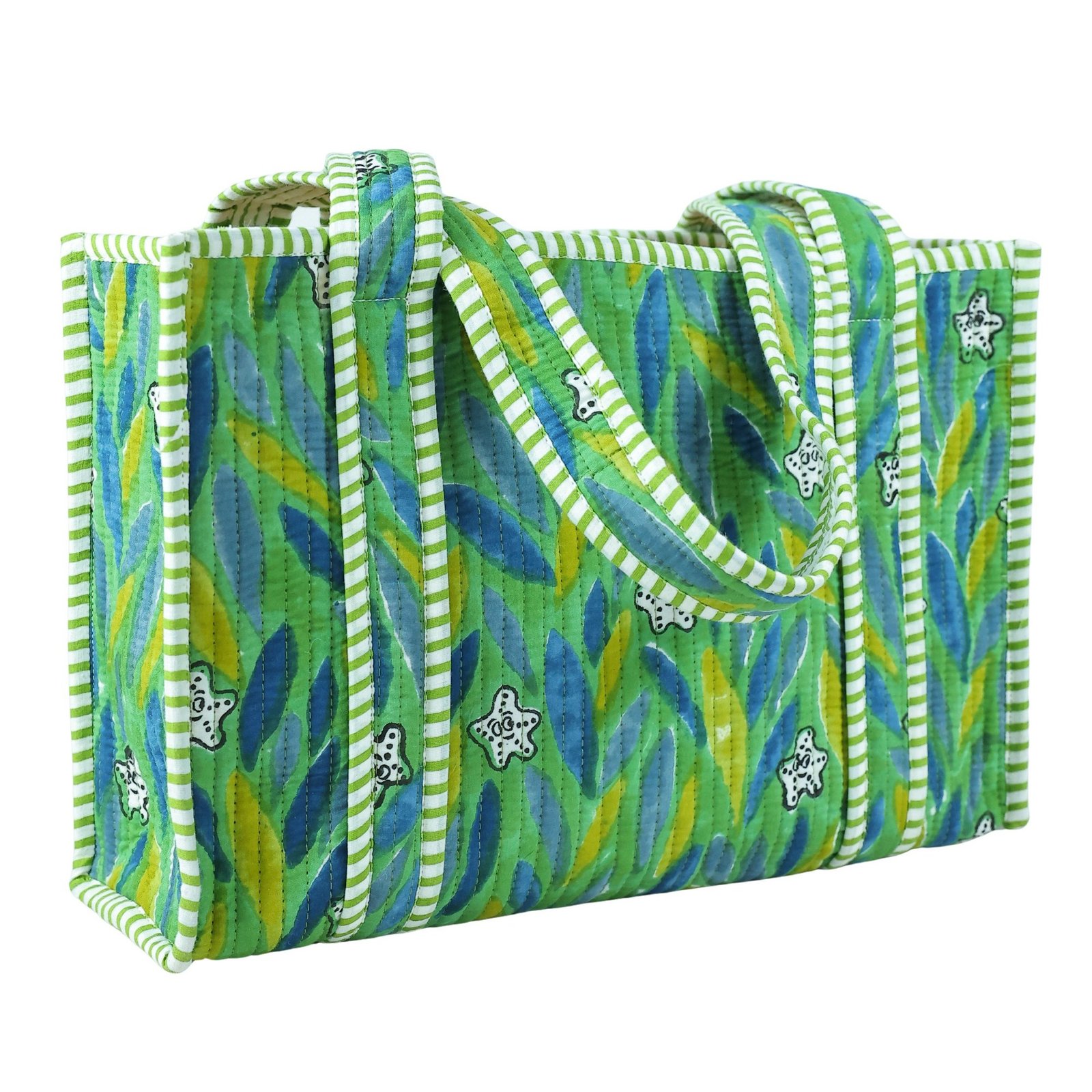 Evergreen Cotton Block Printed Tote Bag - Image 3