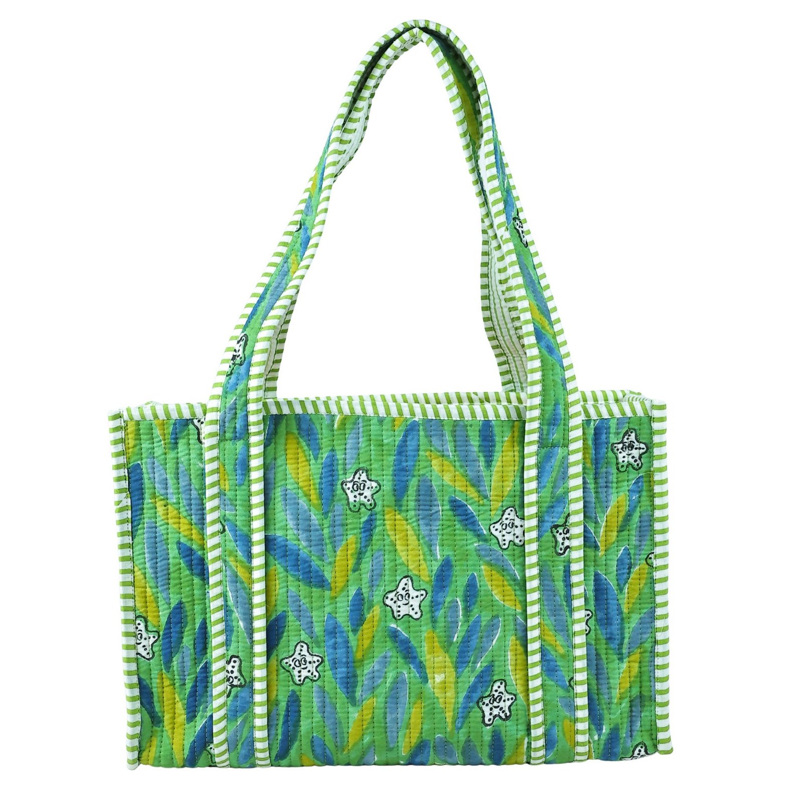 Evergreen Cotton Block Printed Tote Bag - Image 4