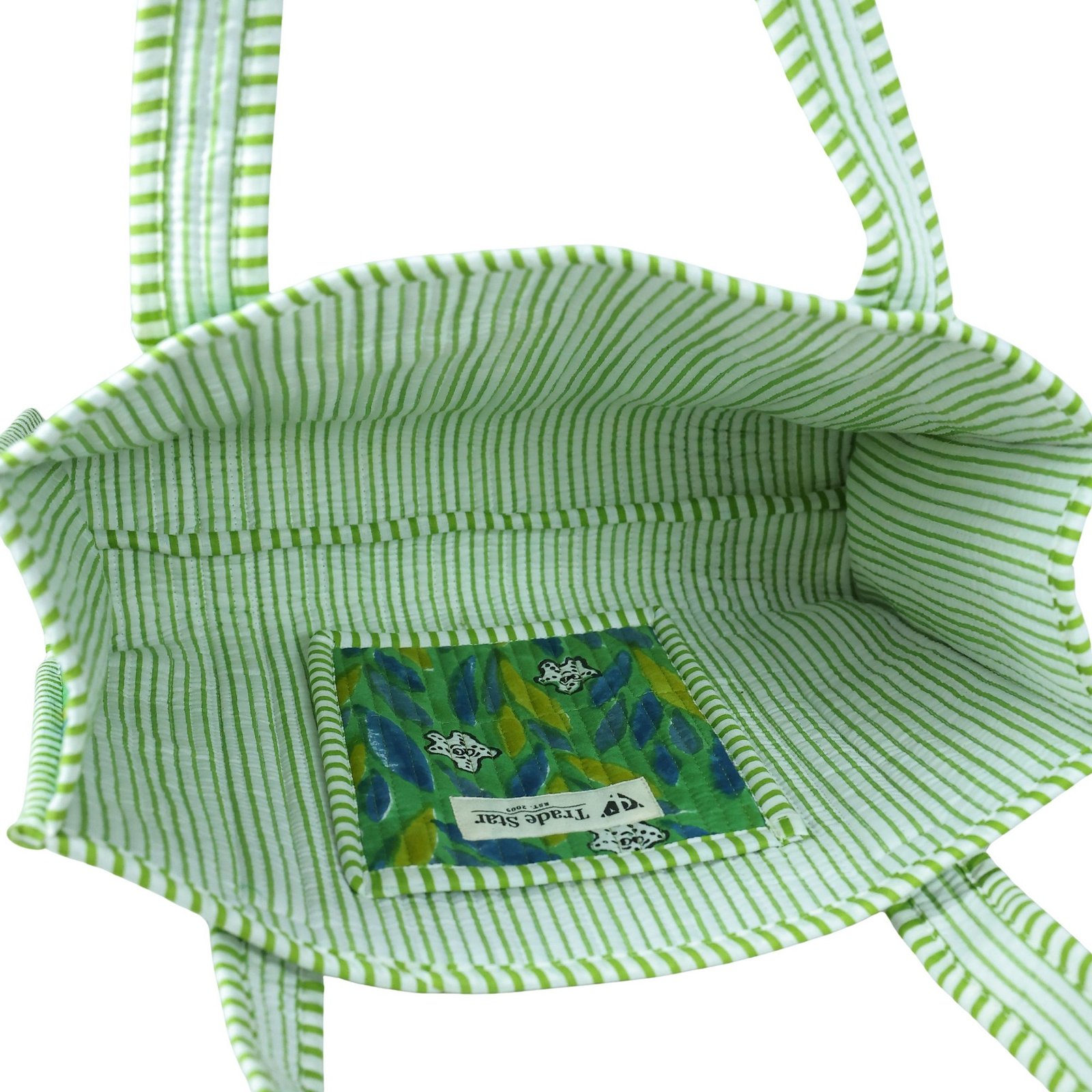 Evergreen Cotton Block Printed Tote Bag - Image 5