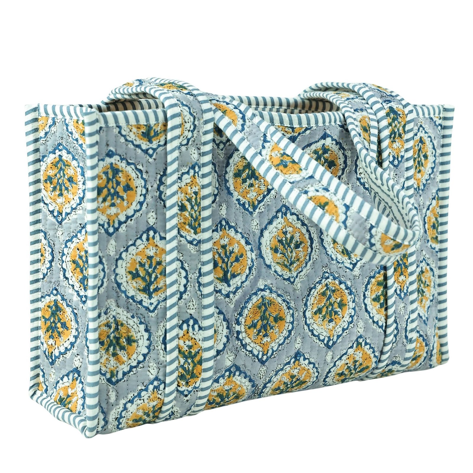 Floral Cotton Block Printed Tote Bag - Image 3