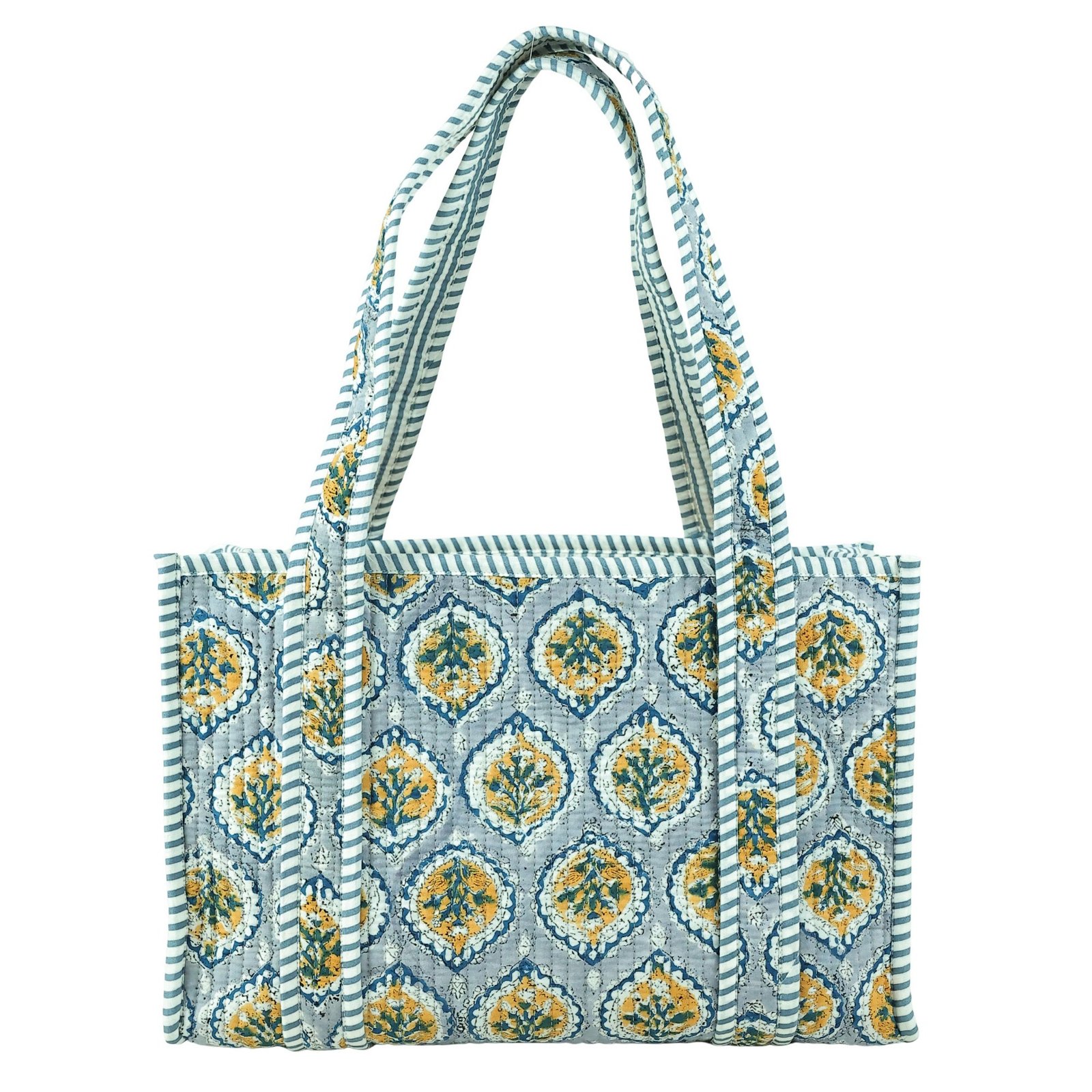 Floral Cotton Block Printed Tote Bag - Image 4
