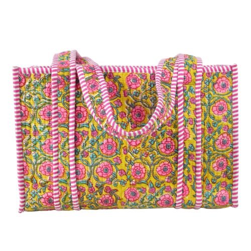 Block & Bloom Cotton Block Printed Tote Bag In Multicolor