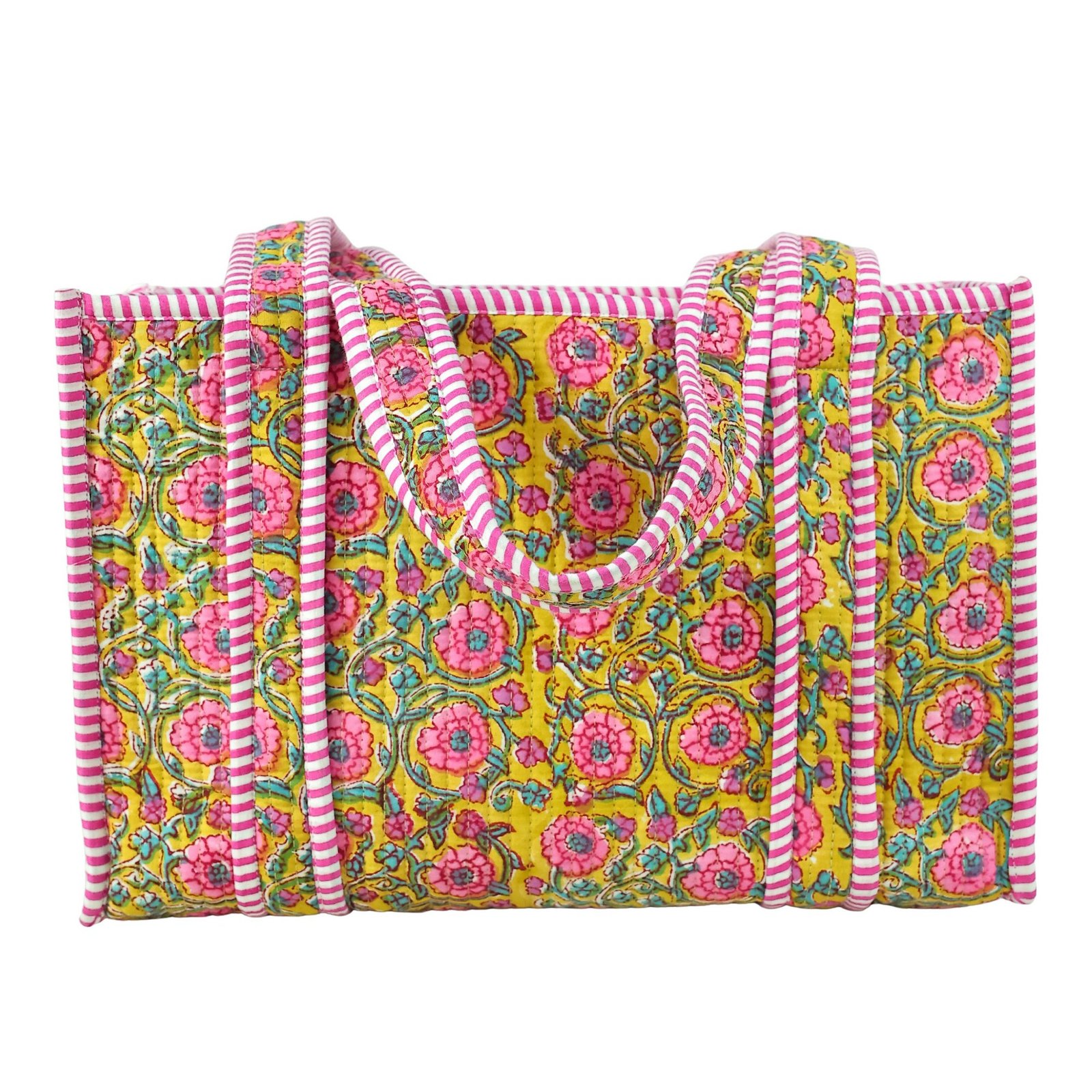 Block & Bloom Cotton Block Printed Tote Bag In Multicolor