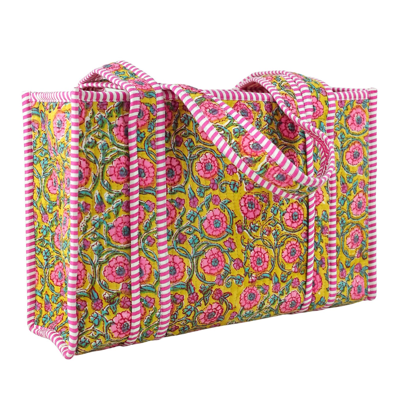 Block & Bloom Cotton Block Printed Tote Bag In Multicolor - Image 3