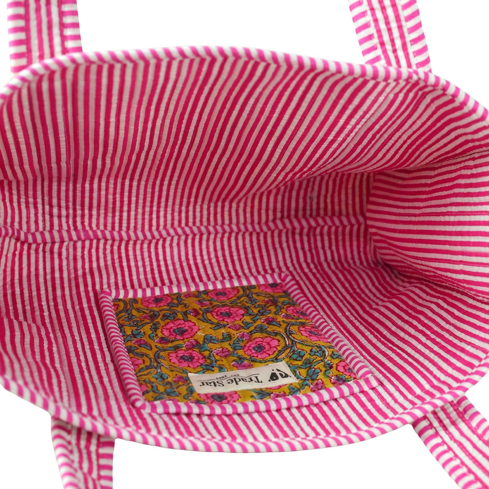 Block & Bloom Cotton Block Printed Tote Bag In Multicolor - Image 4