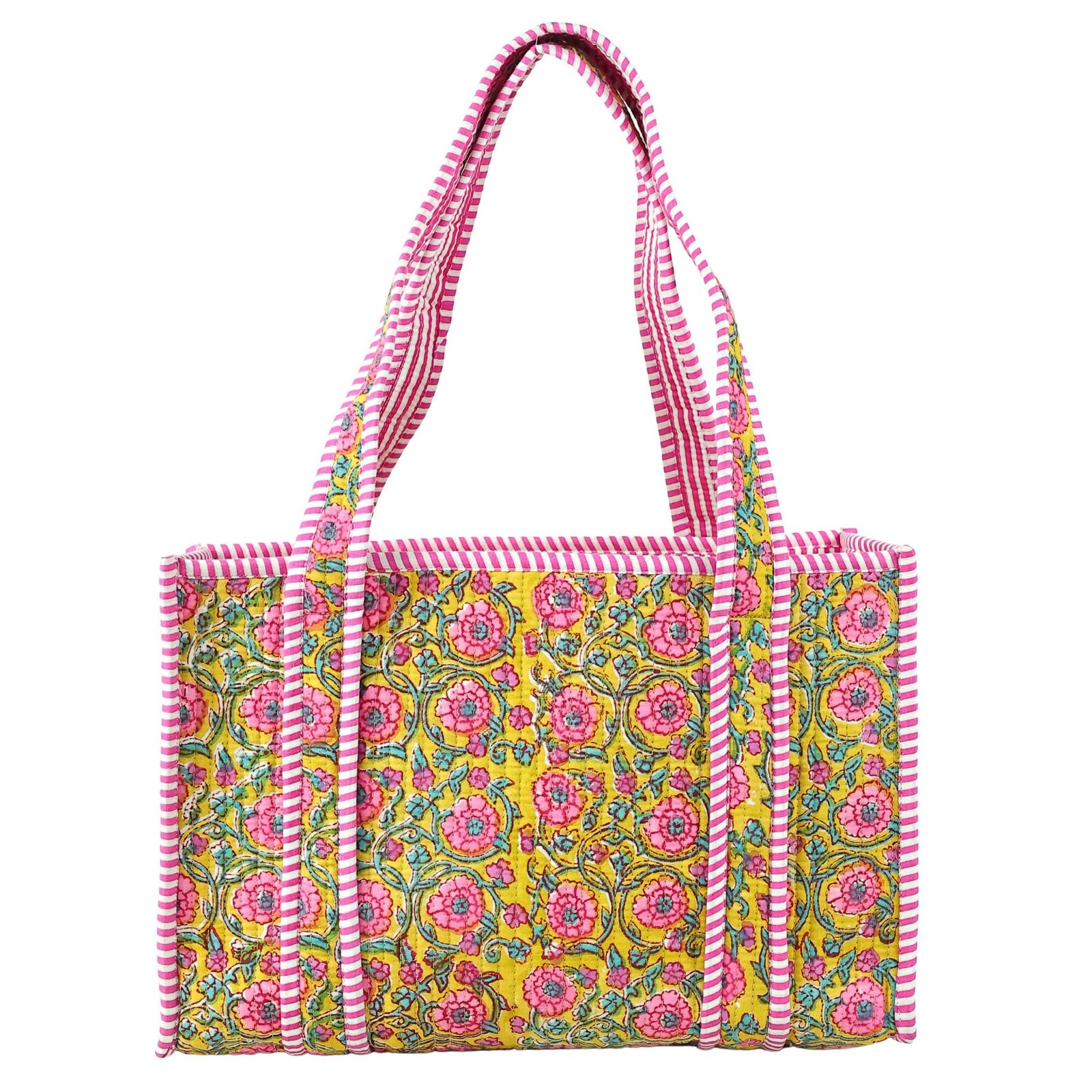 Block & Bloom Cotton Block Printed Tote Bag In Multicolor - Image 5