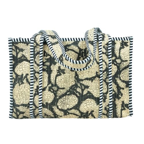 Floral Beauty Block Printed Tote Bag