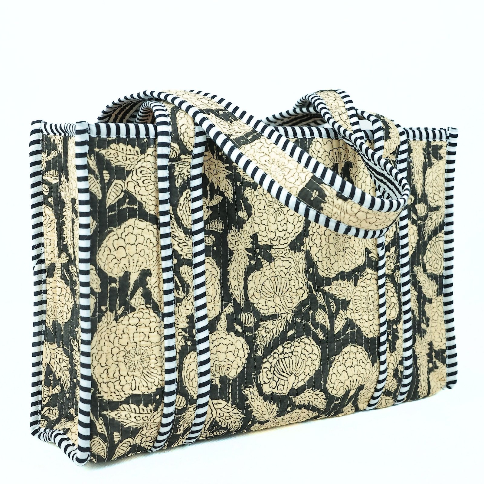 Floral Beauty Block Printed Tote Bag - Image 3