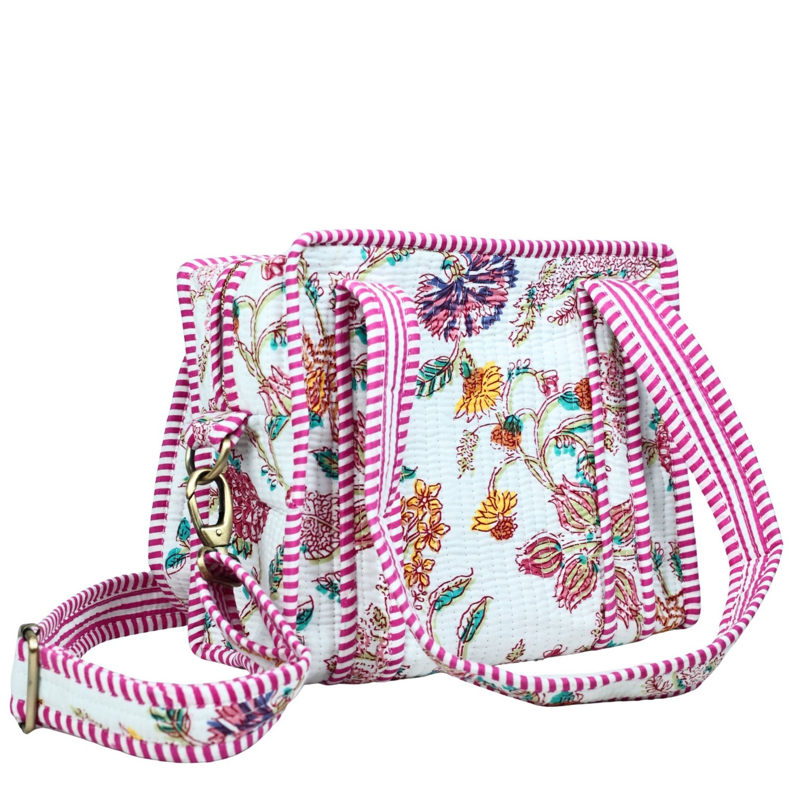 Grace & Glow Hand Print Cotton Quilted Mini Sling Tote Bag - Image 3
