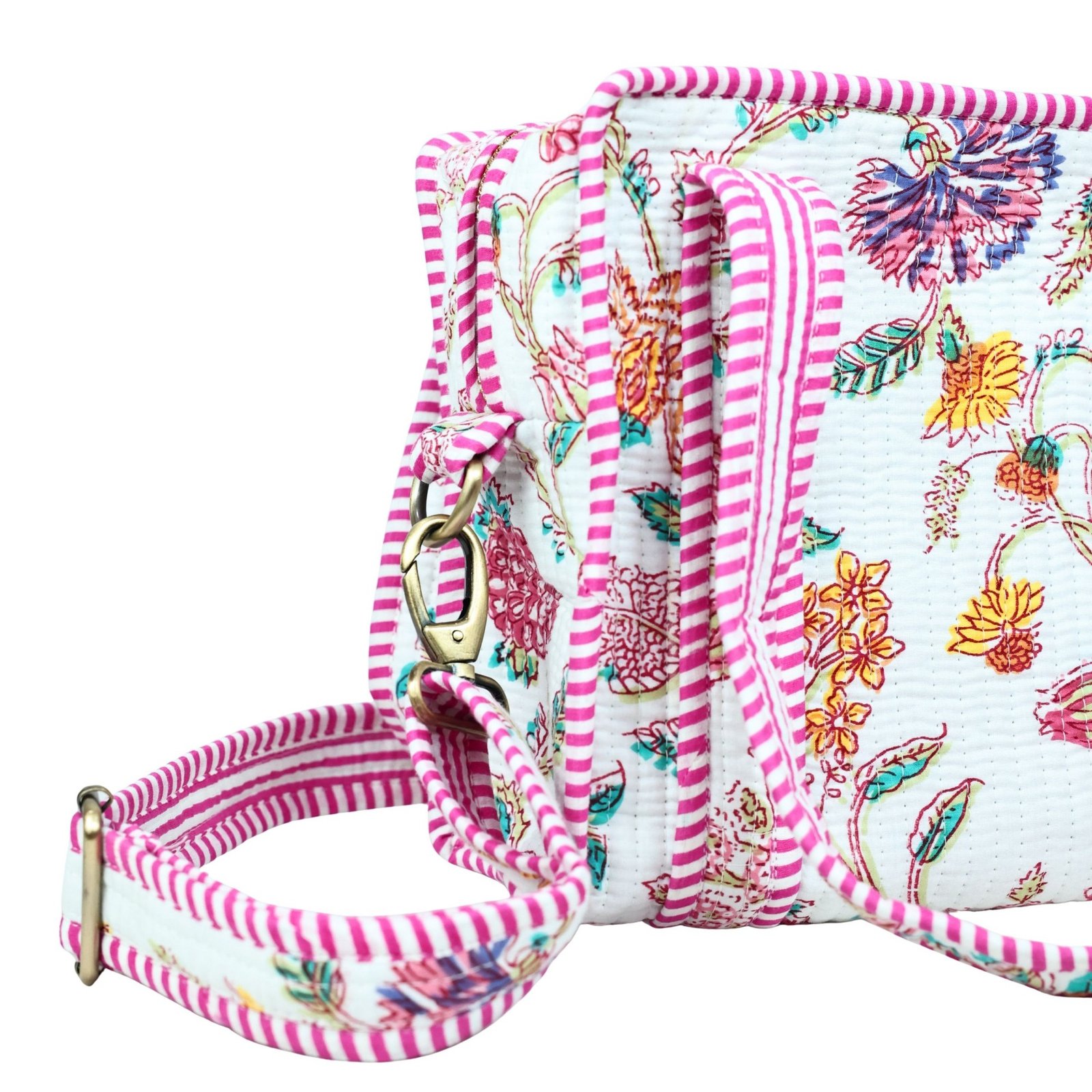 Grace & Glow Hand Print Cotton Quilted Mini Sling Tote Bag - Image 4