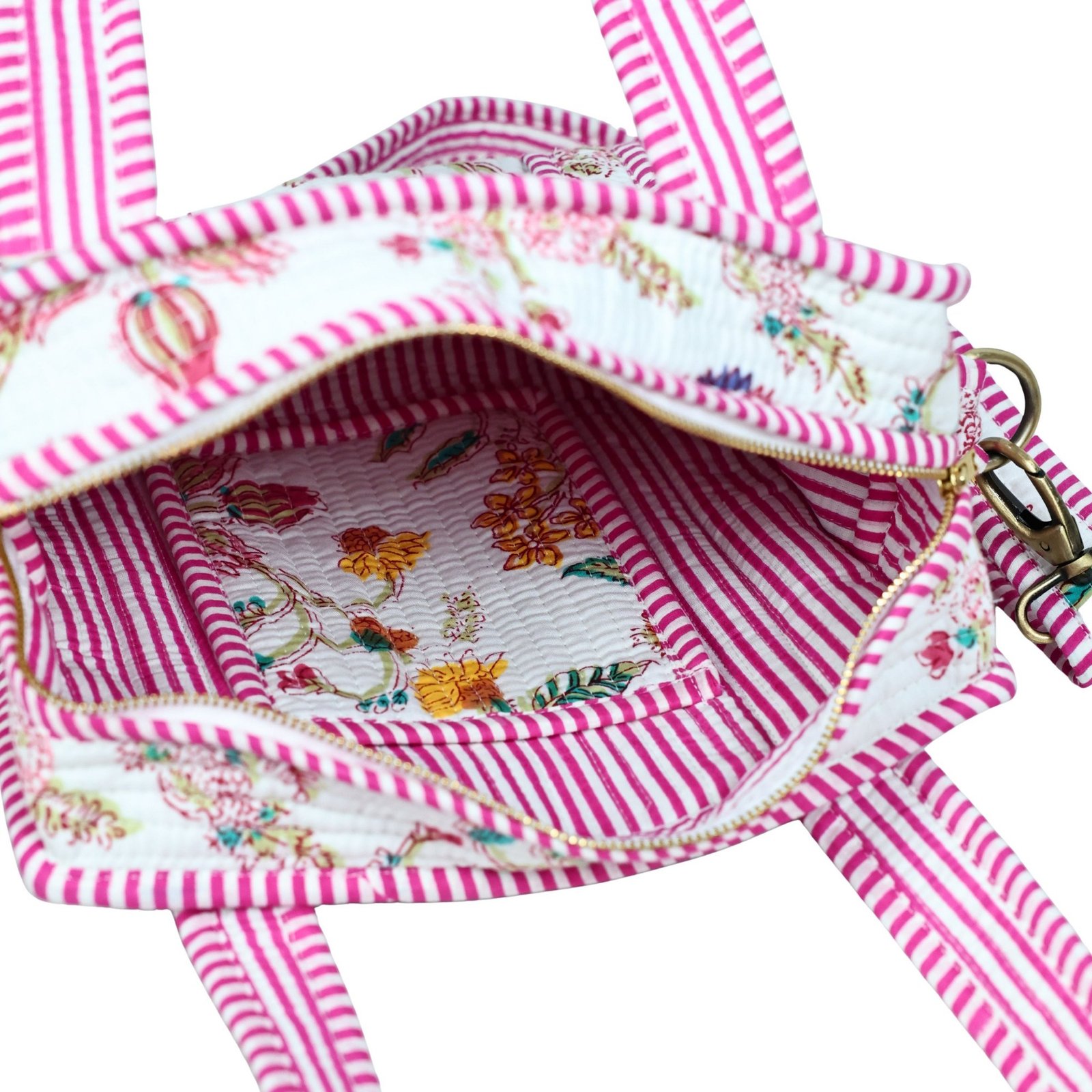 Grace & Glow Hand Print Cotton Quilted Mini Sling Tote Bag - Image 6