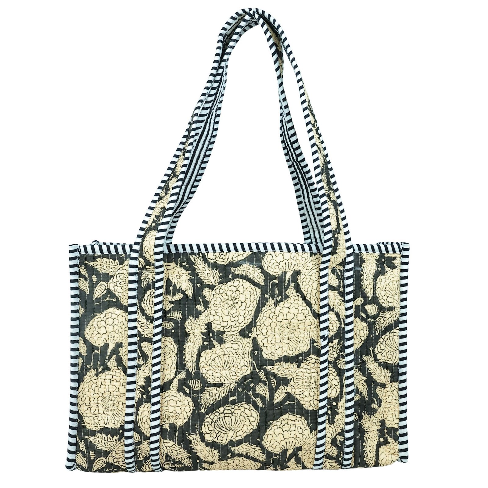 Floral Beauty Block Printed Tote Bag - Image 4