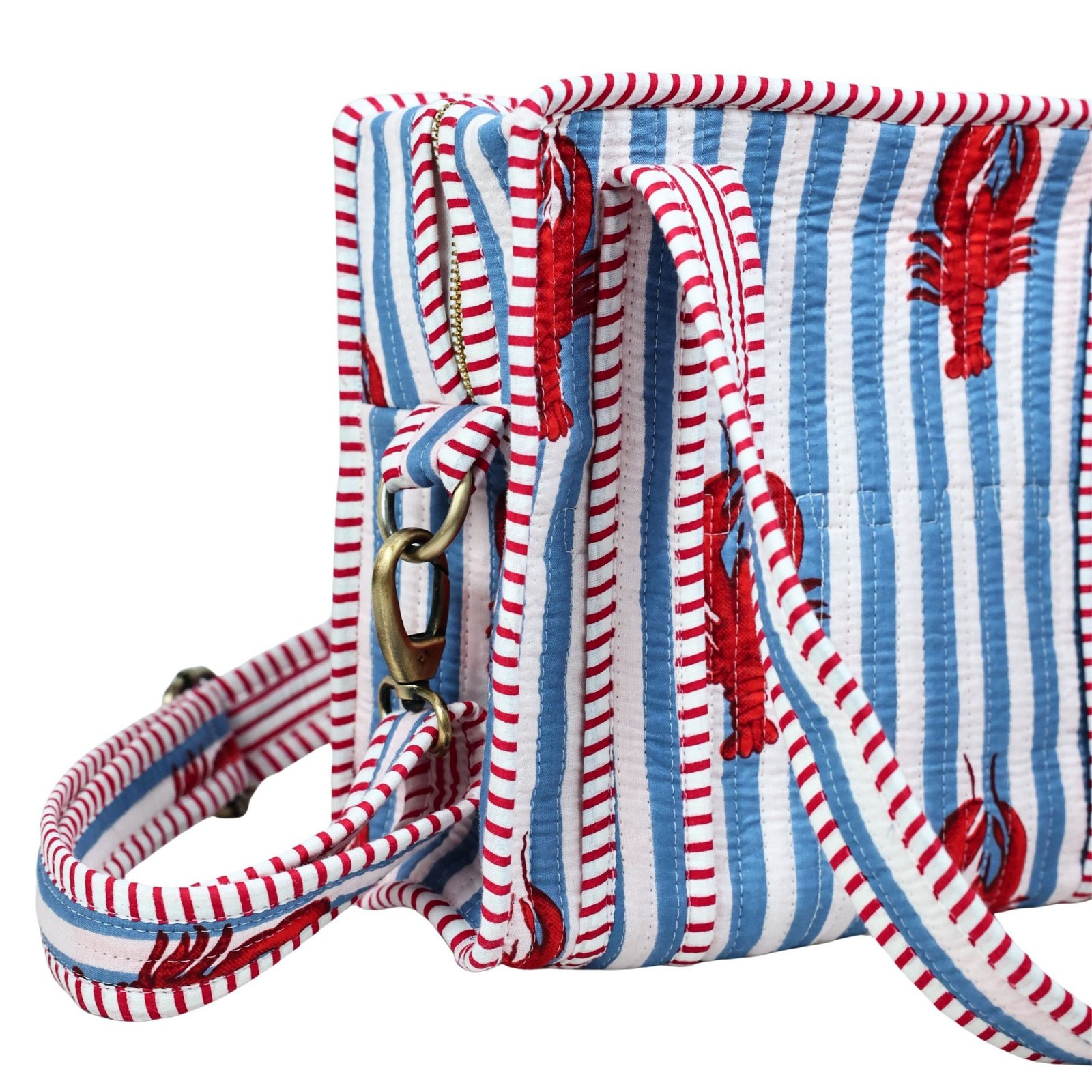 Classy Hand Print Cotton Quilted Mini Sling Tote Bag - Image 4