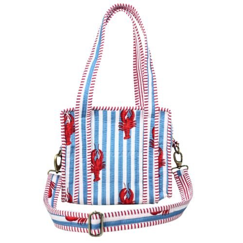 Classy Hand Print Cotton Quilted Mini Sling Tote Bag