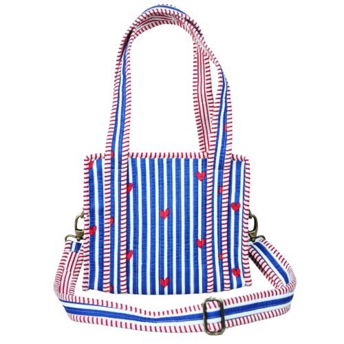 Little Heart Hand Print Cotton Quilted Mini Sling Tote Bag