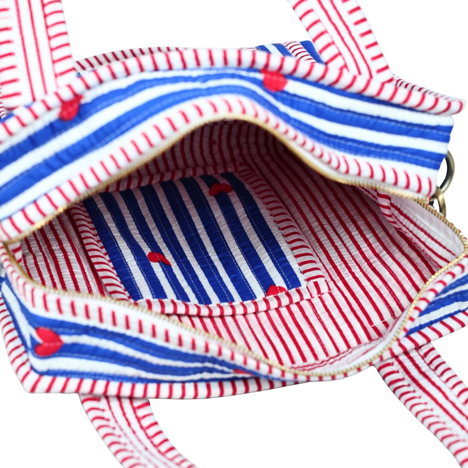 Little Heart Hand Print Cotton Quilted Mini Sling Tote Bag - Image 6