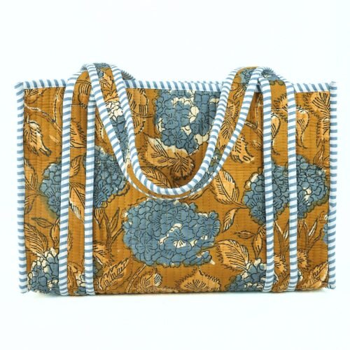 Daily Use Cotton Tote Block Printed Floral Tote Bag