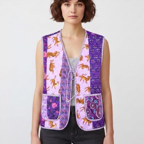 Classic Patchwork Style Cotton Quilted Jacket For Outgoing