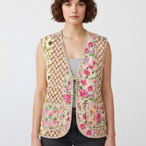 Timeless Patchwork Style Cotton Quilted Jacket For Outgoing