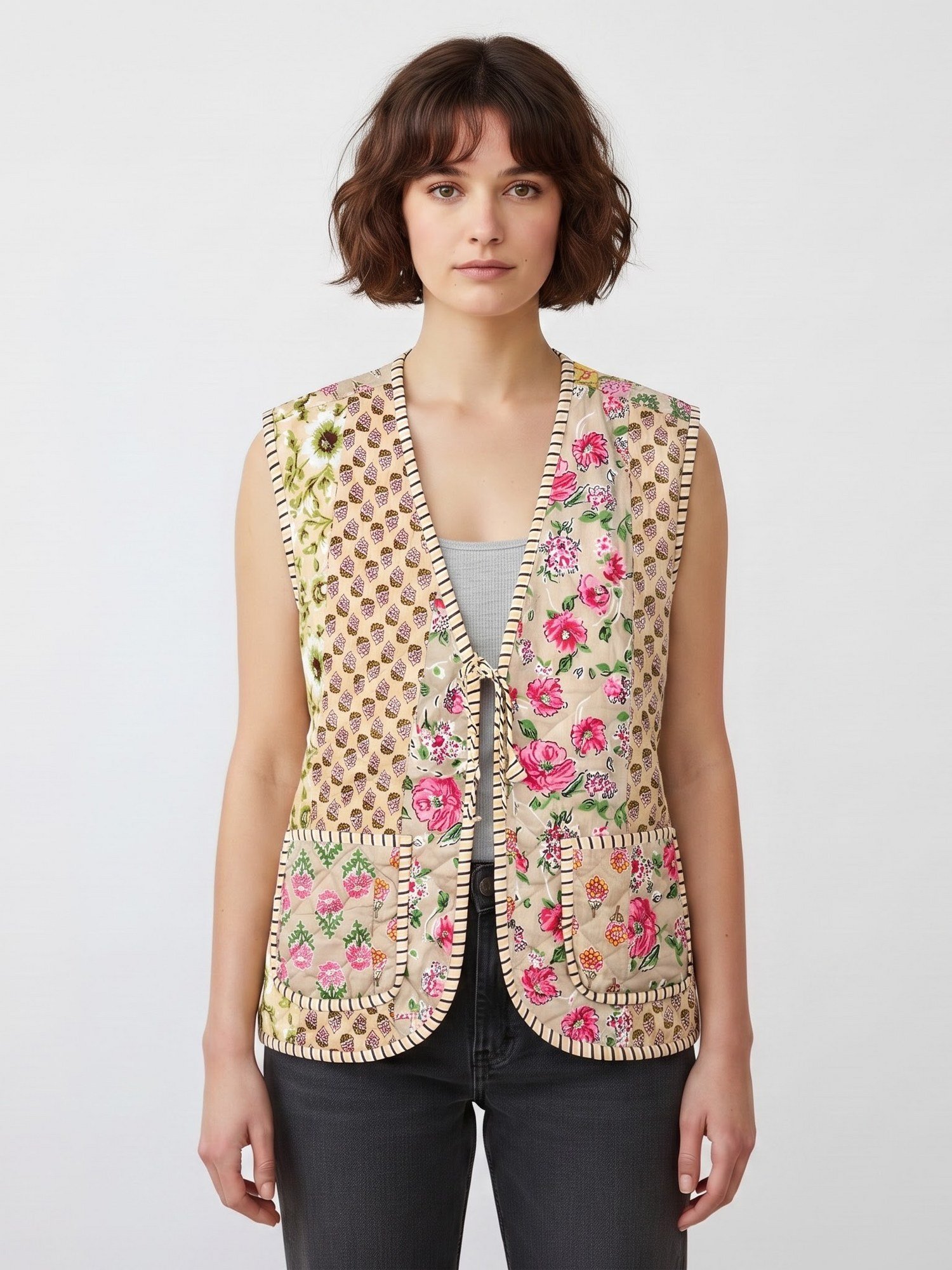Timeless Patchwork Style Cotton Quilted Jacket For Outgoing