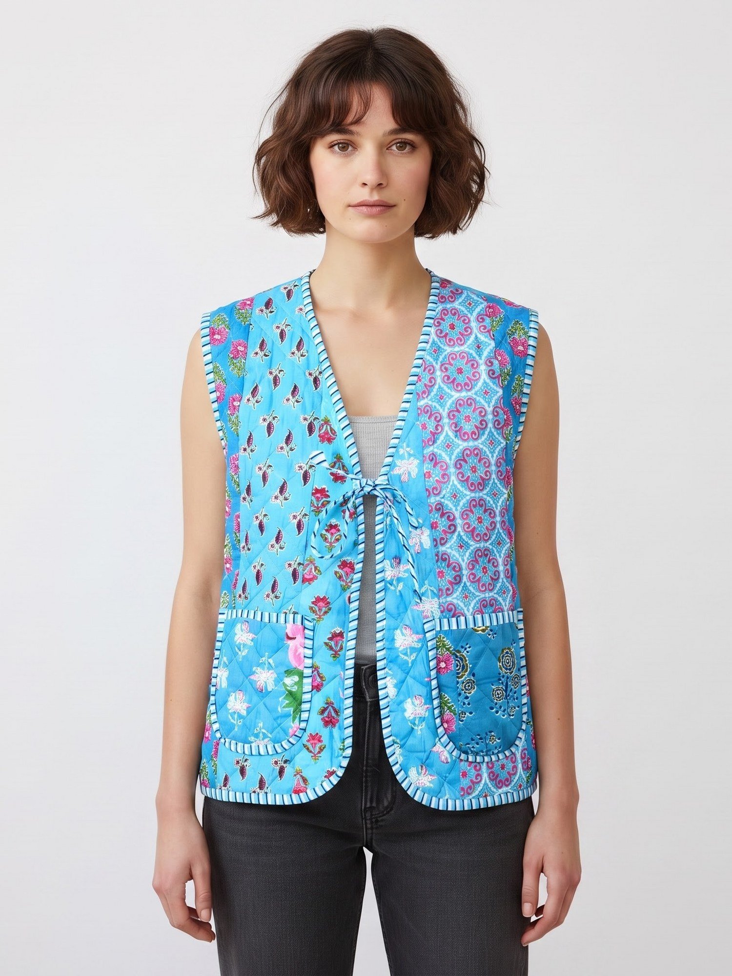 Evergreen Patchwork Style Cotton Quilted Jacket For Outgoing - Image 2