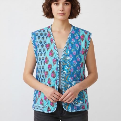 Evergreen Patchwork Style Cotton Quilted Jacket For Outgoing