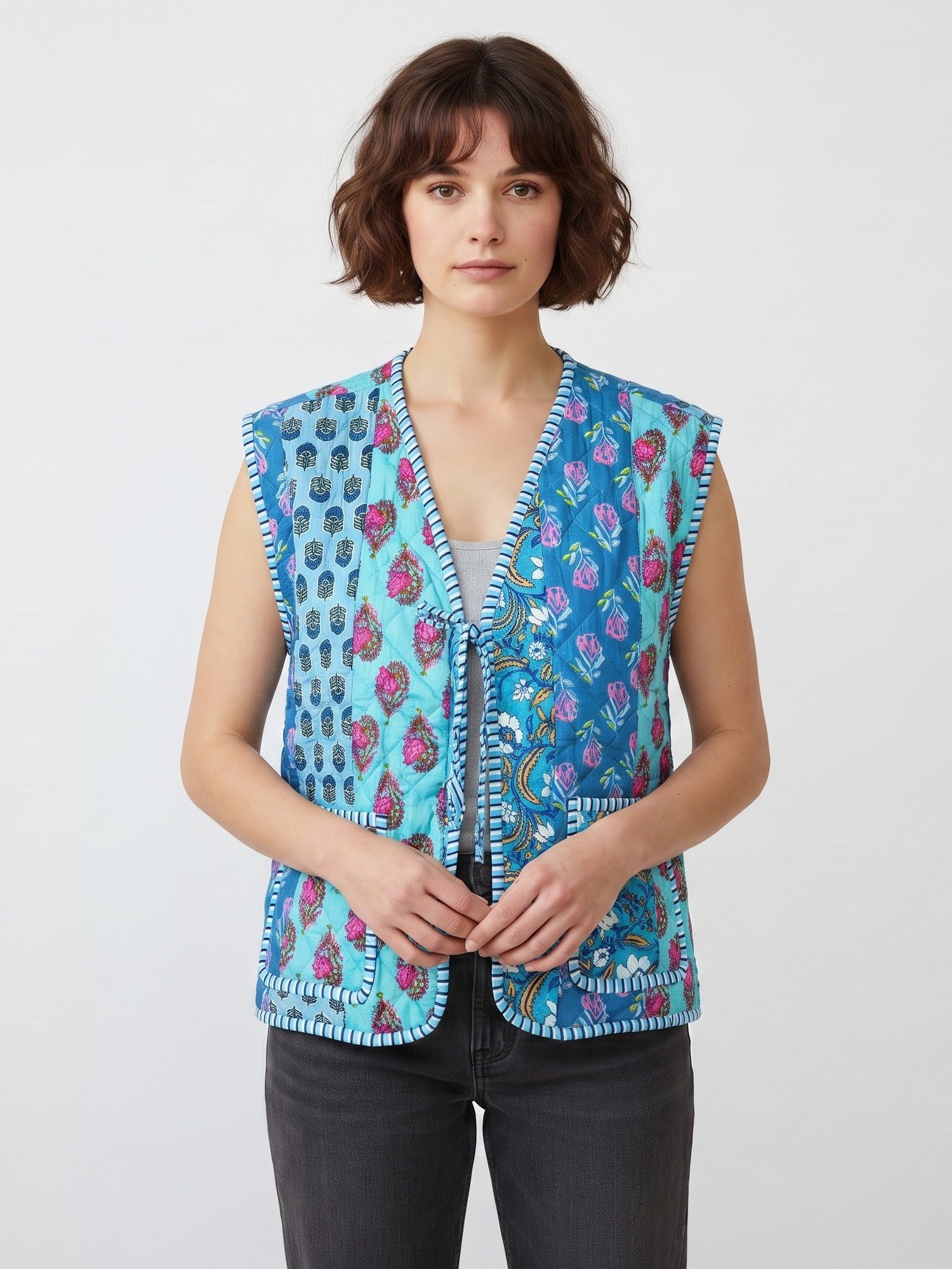 Evergreen Patchwork Style Cotton Quilted Jacket For Outgoing