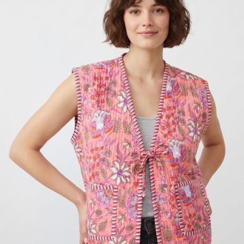 Traditional Patchwork Style Cotton Quilted Jacket For Outgoing